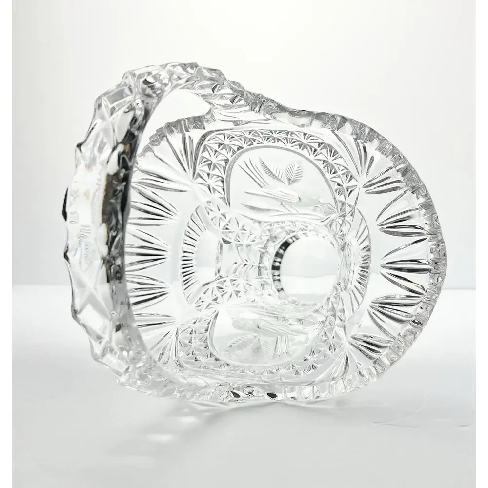 Hofbauer “Byrdes” Large Cut Crystal Deep Handled Basket 10 1/2”